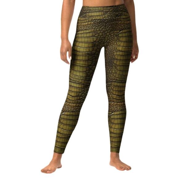 Terez Women's Green Alligator Print High Waist Yoga Leggings Size XS - Picture 1 of 6